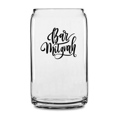 Personalized 16 oz Custom Can Shaped Glass - Bar Mitzvah - Customized Can Glasses