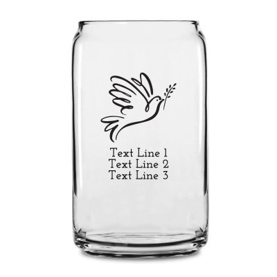 Personalized 16 oz Custom Can Shaped Glass - Dove - Customized Can Glasses