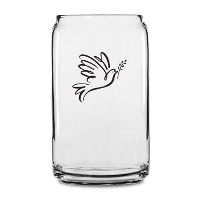 Personalized 16 oz Custom Can Shaped Glass - Dove - Customized Can Glasses