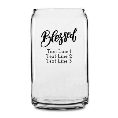Personalized 16 oz Custom Can Shaped Glass - Blessed - Customized Can Glasses