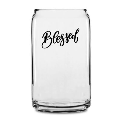 Personalized 16 oz Custom Can Shaped Glass - Blessed - Customized Can Glasses