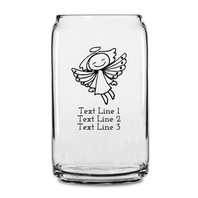 Personalized 16 oz Custom Can Shaped Glass - Flying Angel with Halo - Customized Can Glasses