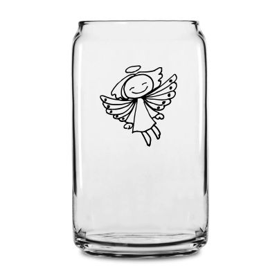 Personalized 16 oz Custom Can Shaped Glass - Flying Angel with Halo - Customized Can Glasses