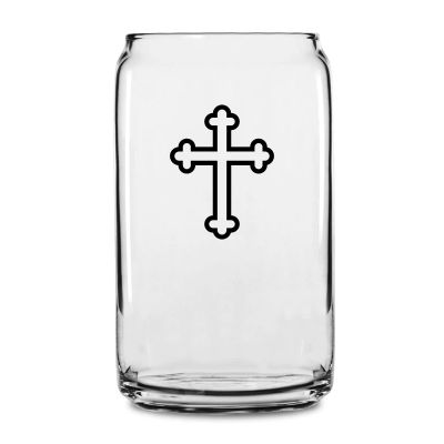 Personalized 16 oz Custom Can Shaped Glass - Cross - Customized Can Glasses