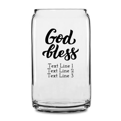 Personalized 16 oz Custom Can Shaped Glass - God Bless - Customized Can Glasses