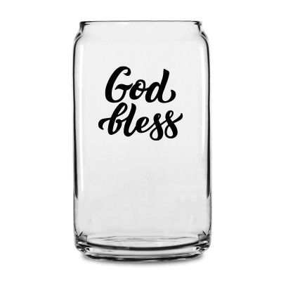 Personalized 16 oz Custom Can Shaped Glass - God Bless - Customized Can Glasses