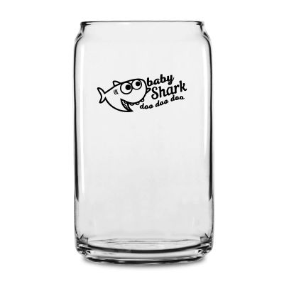 Personalized 16 oz Custom Can Shaped Glass - Baby Shark - Customized Can Glasses