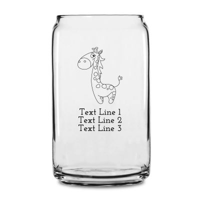 Personalized 16 oz Custom Can Shaped Glass - Giraffe - Customized Can Glasses