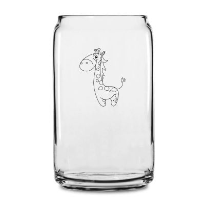 Personalized 16 oz Custom Can Shaped Glass - Giraffe - Customized Can Glasses