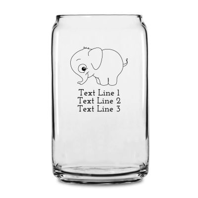Personalized 16 oz Custom Can Shaped Glass - Baby Elephant - Customized Can Glasses
