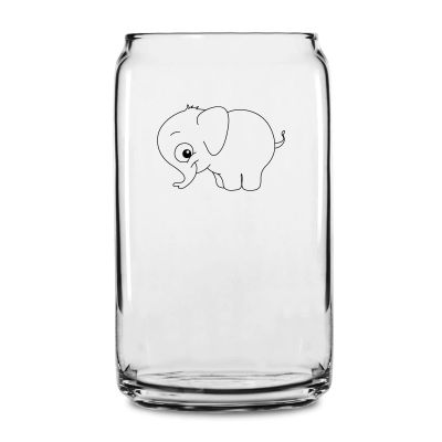 Personalized 16 oz Custom Can Shaped Glass - Baby Elephant - Customized Can Glasses