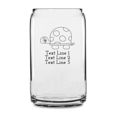 Personalized 16 oz Custom Can Shaped Glass - Baby Turtle - Customized Can Glasses