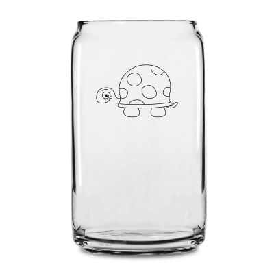 Personalized 16 oz Custom Can Shaped Glass - Baby Turtle - Customized Can Glasses