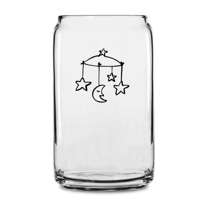 Personalized 16 oz Custom Can Shaped Glass - Moon and Stars Baby Mobile - Customized Can Glasses