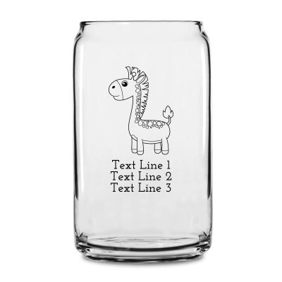 Personalized 16 oz Custom Can Shaped Glass - Baby Giraffe - Customized Can Glasses