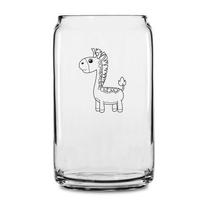 Personalized 16 oz Custom Can Shaped Glass - Baby Giraffe - Customized Can Glasses