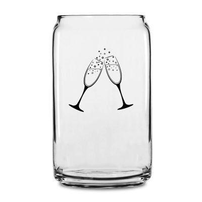 Personalized 16 oz Custom Can Shaped Glass - Champagne Glass Toast - Customized Can Glasses