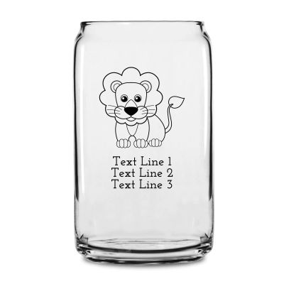 Personalized 16 oz Custom Can Shaped Glass - Lion - Customized Can Glasses