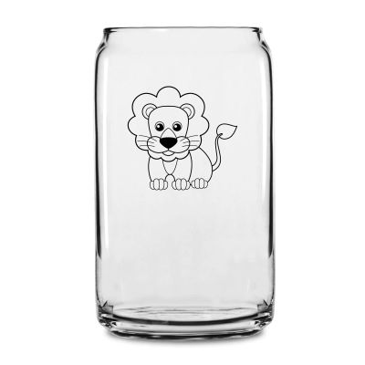 Personalized 16 oz Custom Can Shaped Glass - Lion - Customized Can Glasses