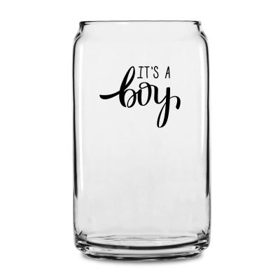 Personalized 16 oz Custom Can Shaped Glass - It's a Boy - Customized Can Glasses