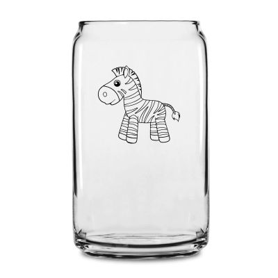 Personalized 16 oz Custom Can Shaped Glass - Baby Zebra - Customized Can Glasses