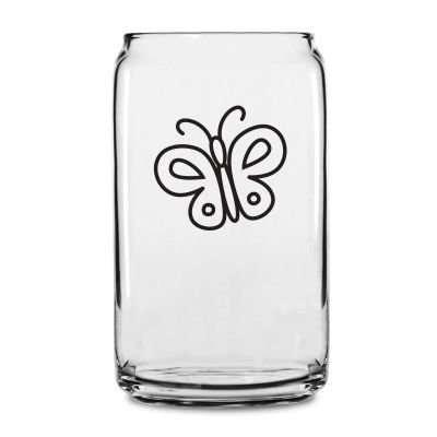 Personalized 16 oz Custom Can Shaped Glass - Cute Butterfly - Customized Can Glasses
