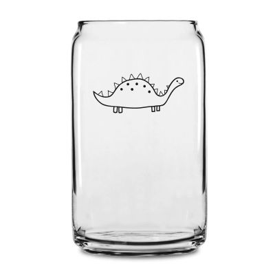 Personalized 16 oz Custom Can Shaped Glass - Cute Stegosaurus - Customized Can Glasses