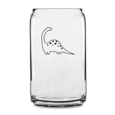 Personalized 16 oz Custom Can Shaped Glass - Cute Brontosaurus - Customized Can Glasses