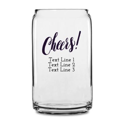 Personalized 16 oz Custom Can Shaped Glass - Cheers! - Customized Can Glasses