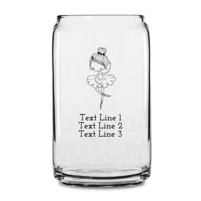 Personalized 16 oz Custom Can Shaped Glass - Ballerina - Customized Can Glasses
