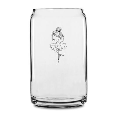 Personalized 16 oz Custom Can Shaped Glass - Ballerina - Customized Can Glasses