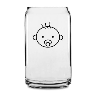 Personalized 16 oz Custom Can Shaped Glass - Baby Boy with Pacifier - Customized Can Glasses