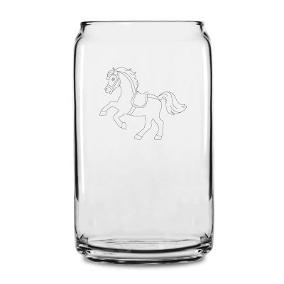 Personalized 16 oz Custom Can Shaped Glass - Carousel Horse - Customized Can Glasses
