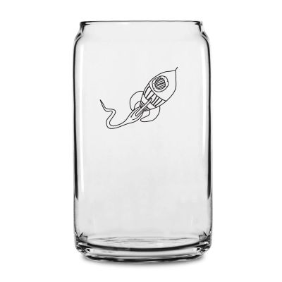 Personalized 16 oz Custom Can Shaped Glass - Rocket Ship - Customized Can Glasses