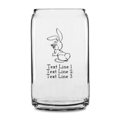 Personalized 16 oz Custom Can Shaped Glass - Rabbit - Customized Can Glasses