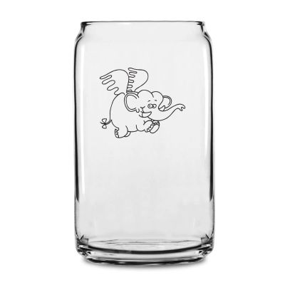 Personalized 16 oz Custom Can Shaped Glass - Flying Elephant - Customized Can Glasses