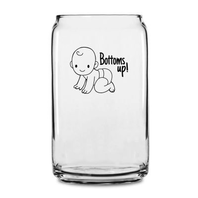Personalized 16 oz Custom Can Shaped Glass - Baby Bottoms Up - Customized Can Glasses
