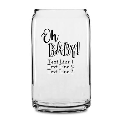 Personalized 16 oz Custom Can Shaped Glass - Oh Baby! - Customized Can Glasses