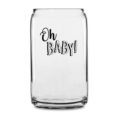 Personalized 16 oz Custom Can Shaped Glass - Oh Baby! - Customized Can Glasses