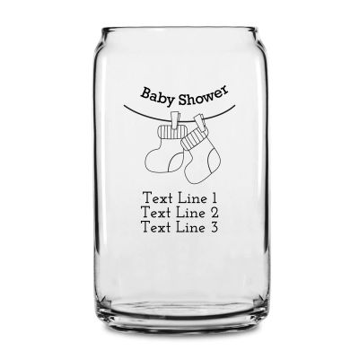 Personalized 16 oz Custom Can Shaped Glass - Baby Showers Hanging Socks - Customized Can Glasses