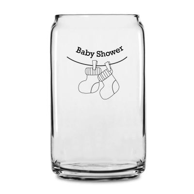 Personalized 16 oz Custom Can Shaped Glass - Baby Showers Hanging Socks - Customized Can Glasses