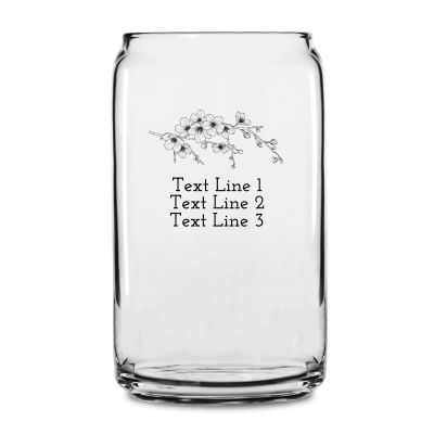 Personalized 16 oz Custom Can Shaped Glass - Flowers - Customized Can Glasses