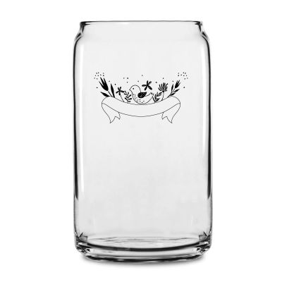 Personalized 16 oz Custom Can Shaped Glass - Bird with Banner - Customized Can Glasses