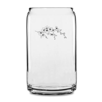 Personalized 16 oz Custom Can Shaped Glass - Flowers - Customized Can Glasses