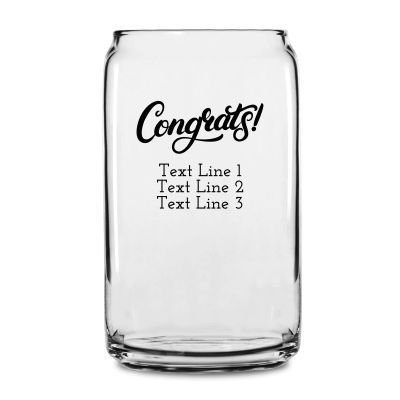 Personalized 16 oz Custom Can Shaped Glass - Congrats! - Customized Can Glasses