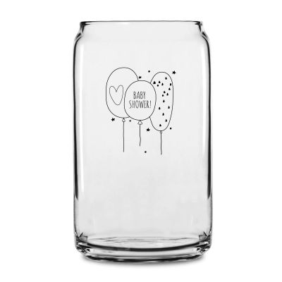 Personalized 16 oz Custom Can Shaped Glass - Baby Shower Balloons - Customized Can Glasses