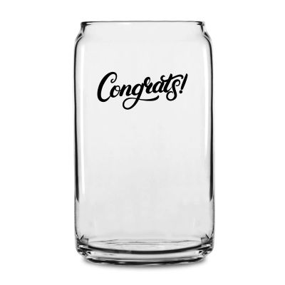 Personalized 16 oz Custom Can Shaped Glass - Congrats! - Customized Can Glasses