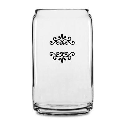 Personalized 16 oz Custom Can Shaped Glass - Flourish Name Stamp - Customized Can Glasses