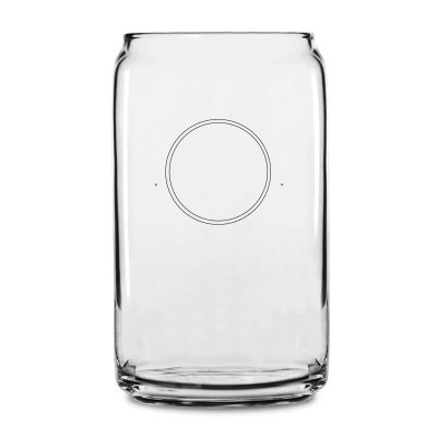 Personalized 16 oz Custom Can Shaped Glass - Initial Circle Stamp - Customized Can Glasses