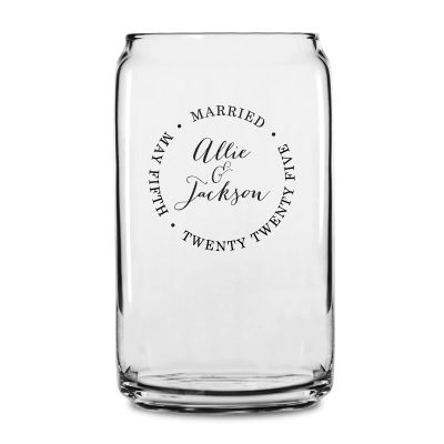 Personalized 16 oz Custom Can Shaped Glass - Long Form Date and Signature - Customized Can Glasses